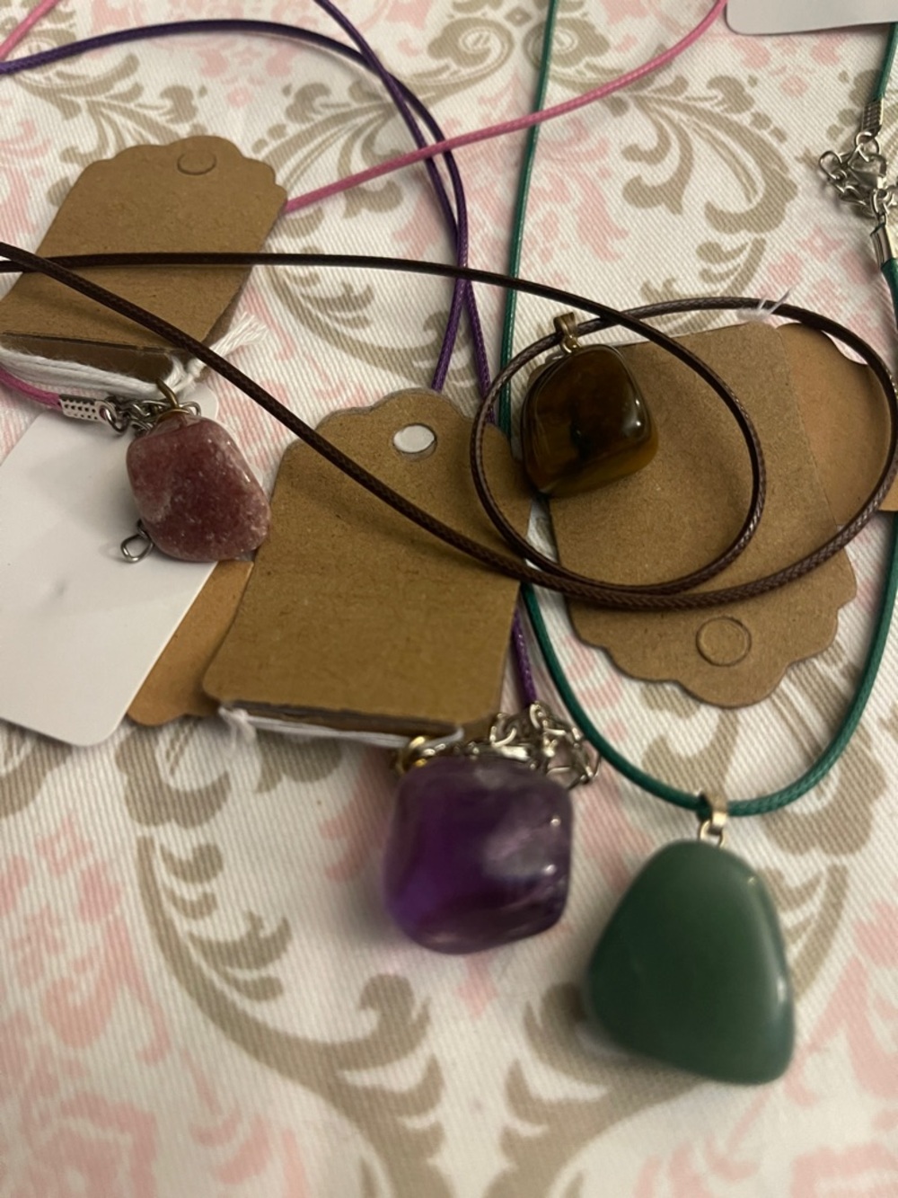 Handcrafted Green Stone Pendant Necklace - Unbranded